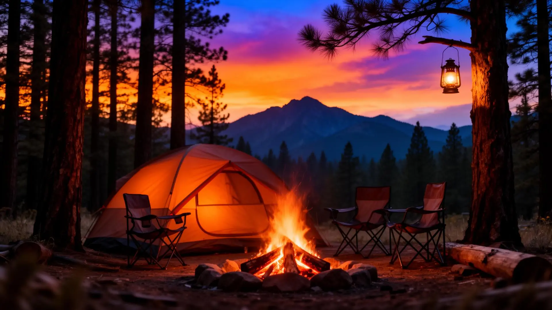 Campground at golden hour