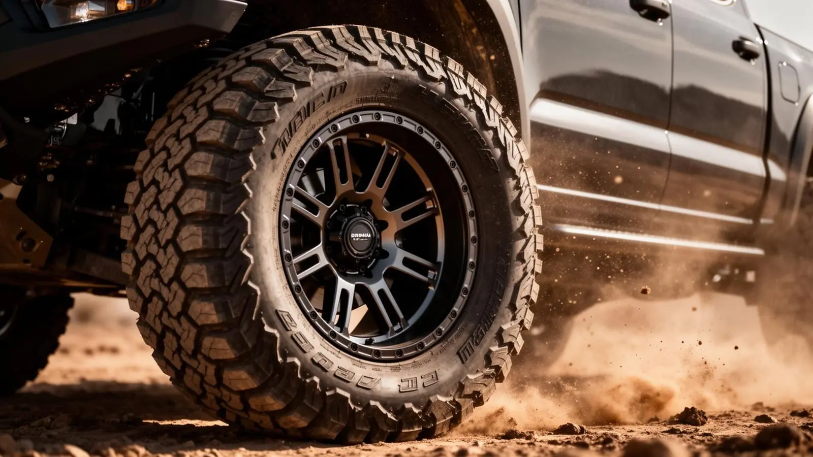 Custom off-road wheels and aggressive all-terrain tires